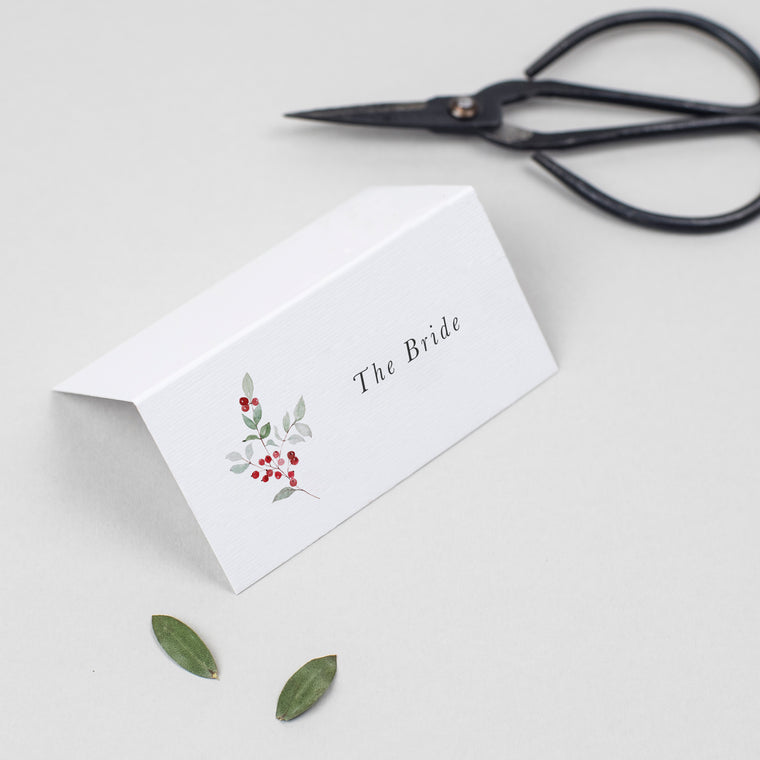 Winter Berry Folded Place Cards