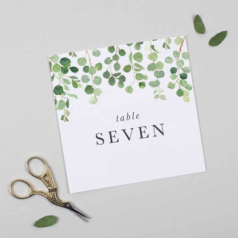 Eucalyptus Pack of 10 Table Numbers + Top Table Card