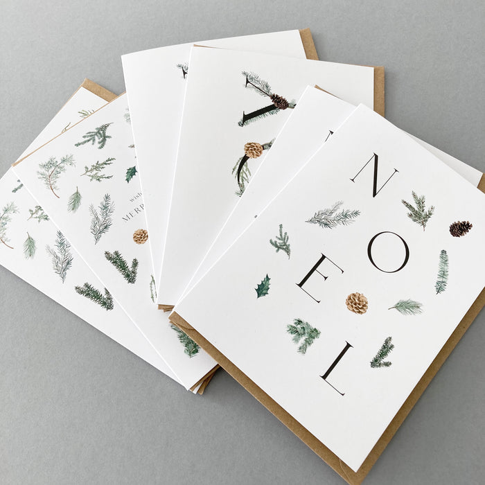6 Winter Foliage Christmas Cards Pack