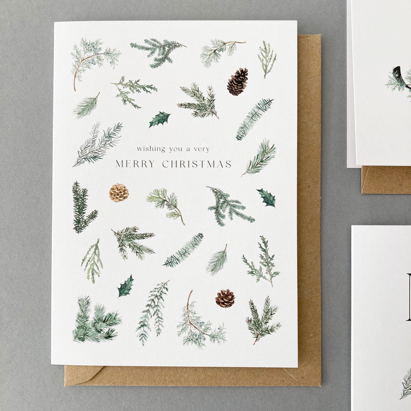 6 Winter Foliage Christmas Cards Pack