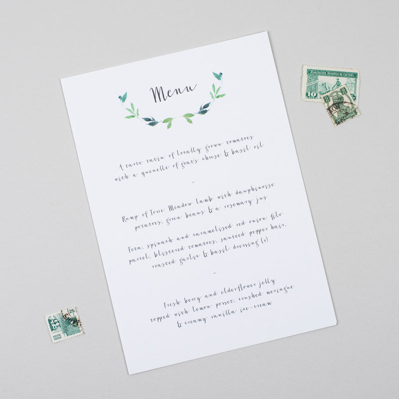 Botanical Garden A5 Table Menu - Pear Paper Co