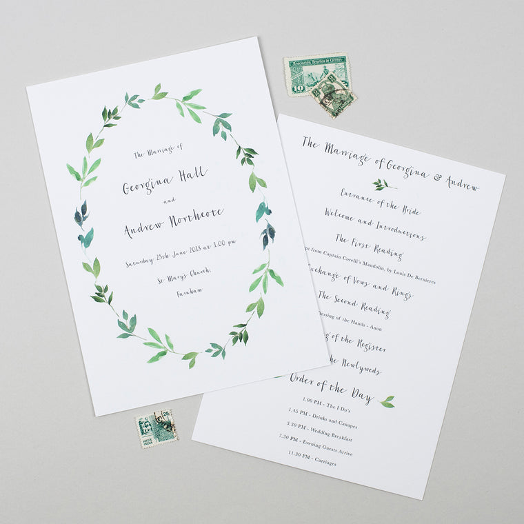 Botanical Garden Order of the Day Cards