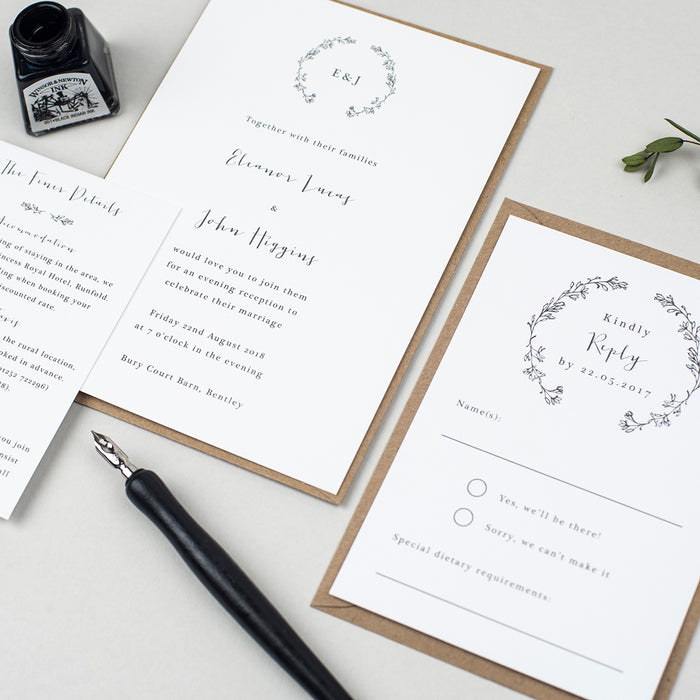 Delicate Laurel Wedding Invitation Suite