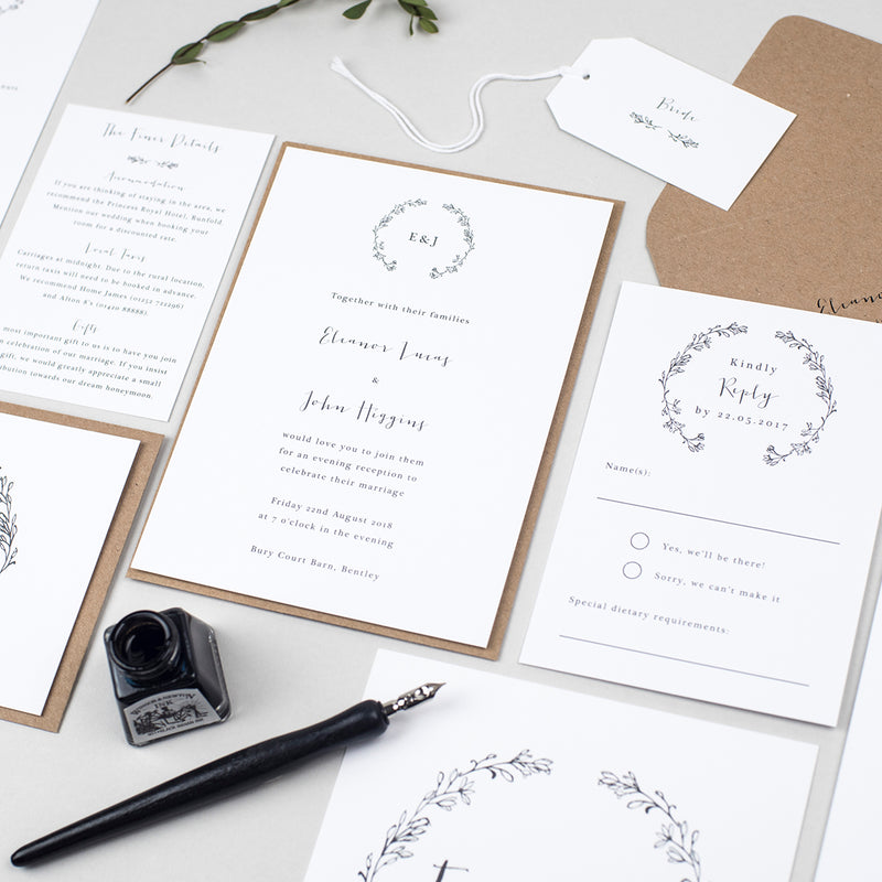 Delicate Laurel Wedding Invitation Suite