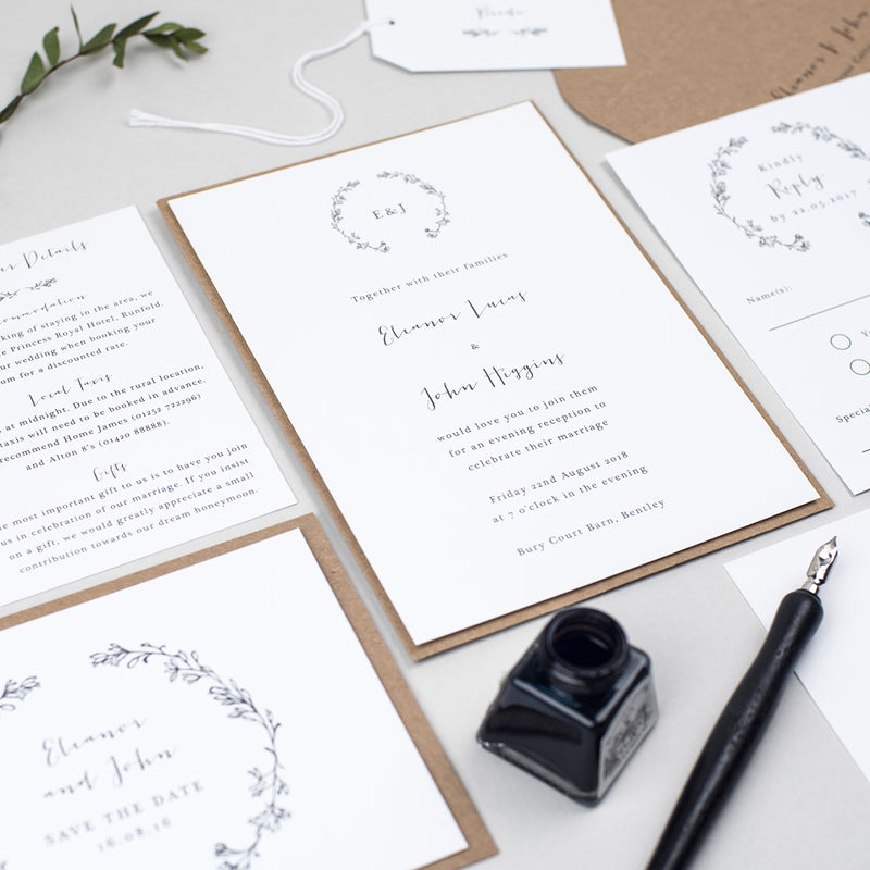 Delicate Laurel Wedding Invitation Suite