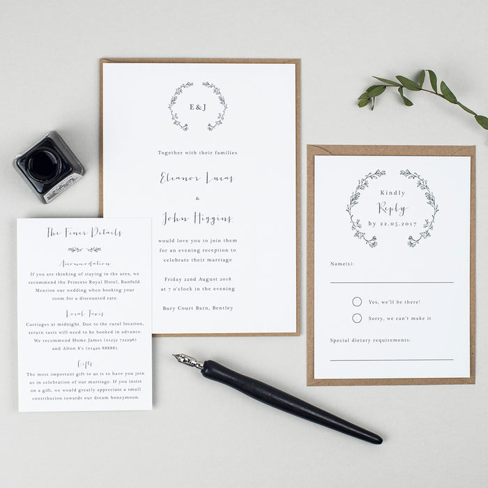 Delicate Laurel Wedding Invitation Suite