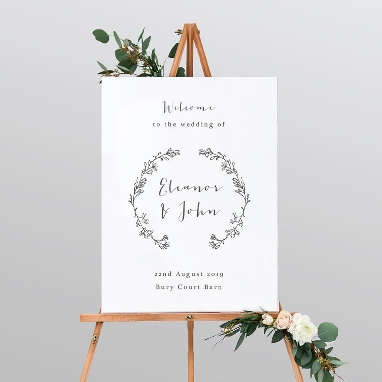 Delicate Laurel Welcome Sign