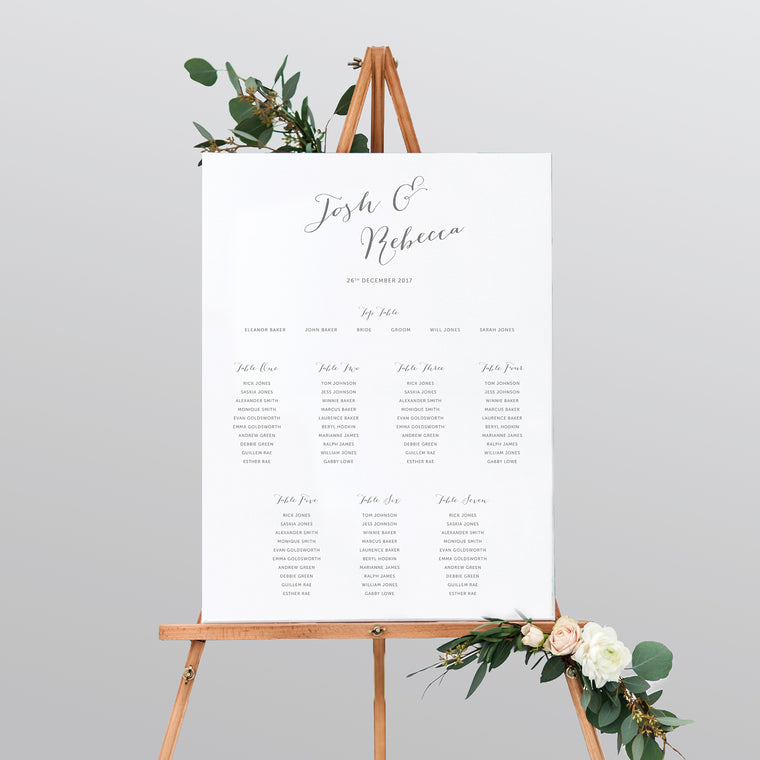 Elegant Calligraphy Mounted Table Plan