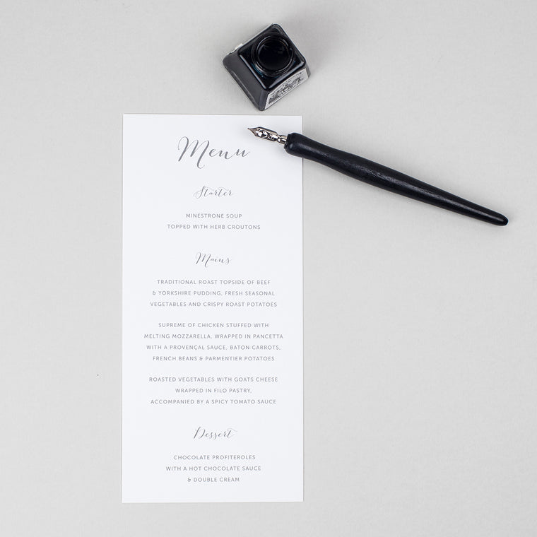 Elegant Calligraphy Individual Size Menus