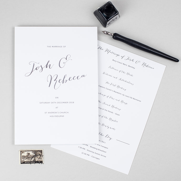 Elegant Calligraphy Order of the Day Cards