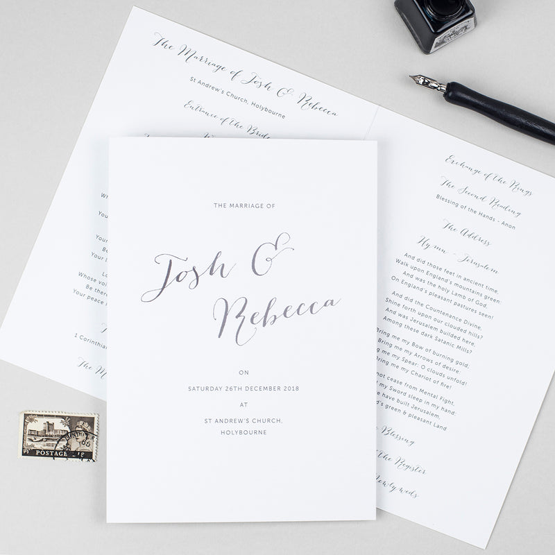 Elegant Calligraphy Order of Service Booklet