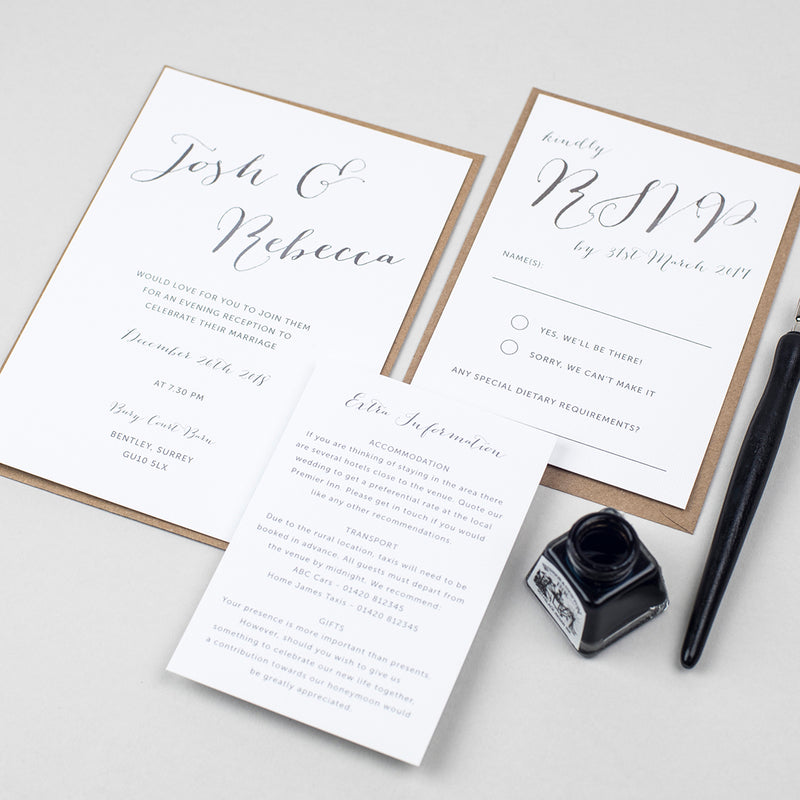 Elegant Calligraphy Wedding Invitation Suite