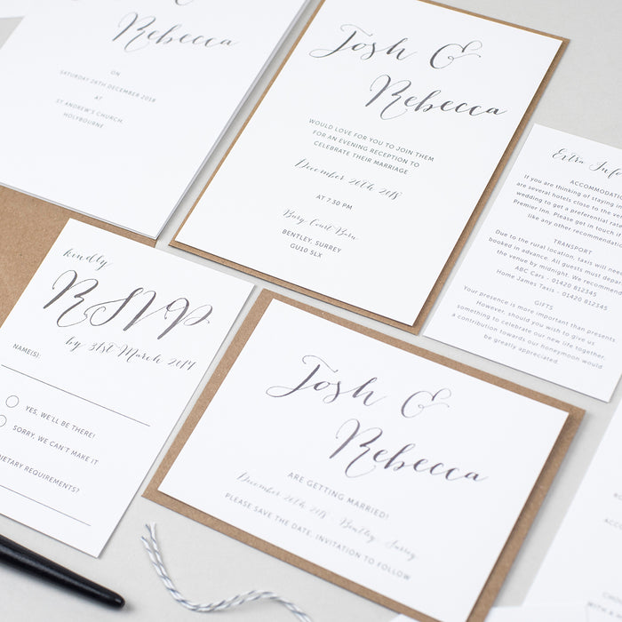 Elegant Calligraphy Wedding Invitation Suite