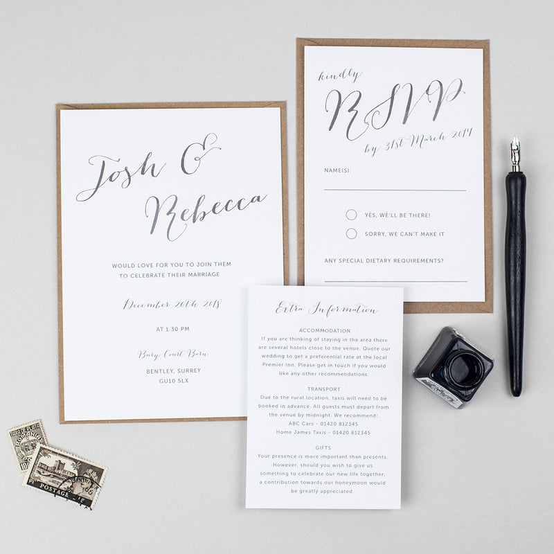 Elegant Calligraphy Wedding Invitation Suite