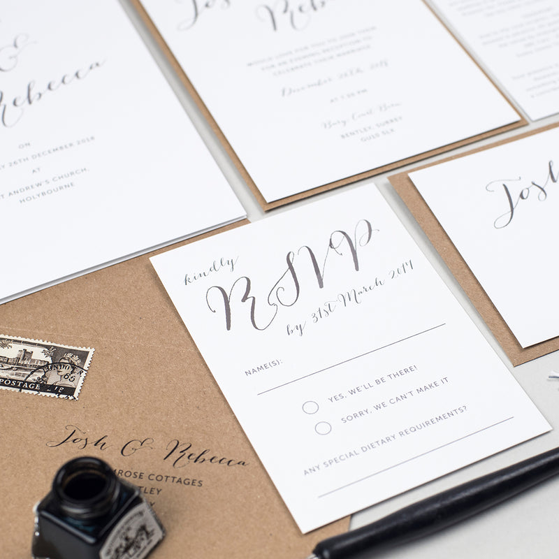 Elegant Calligraphy Wedding Invitation Suite