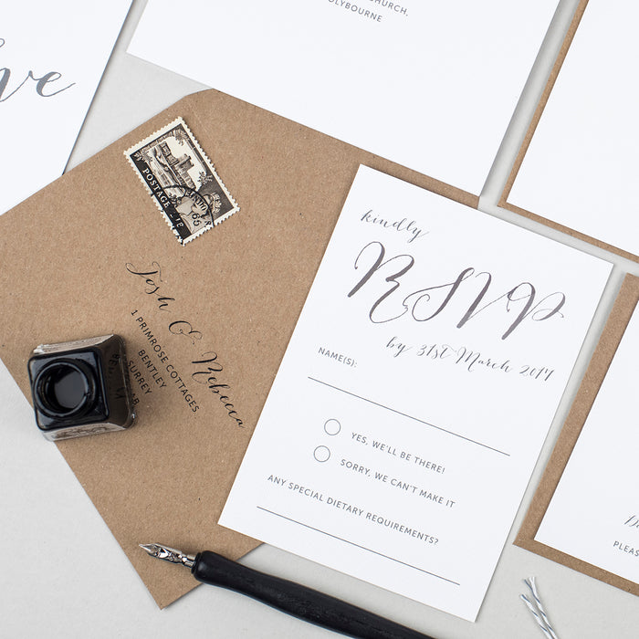 Elegant Calligraphy Wedding Invitation Suite