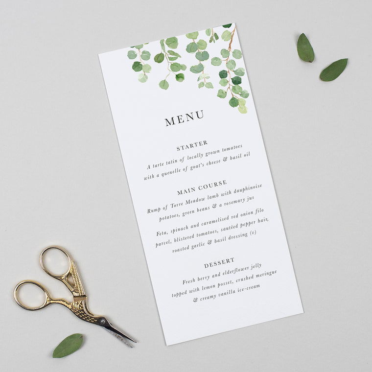 Eucalyptus Individual Size Menus