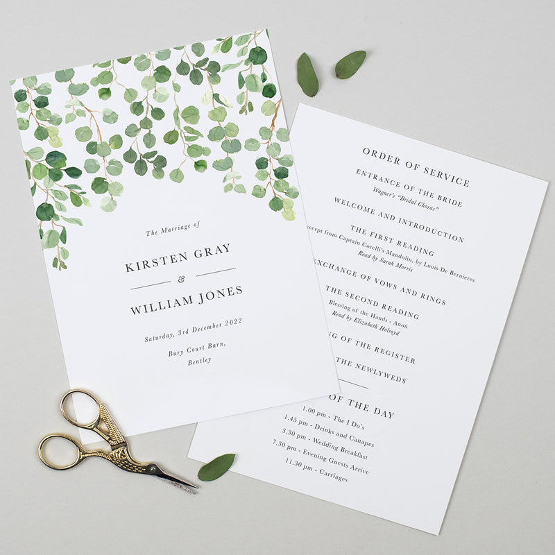 Eucalyptus Order of the Day Cards