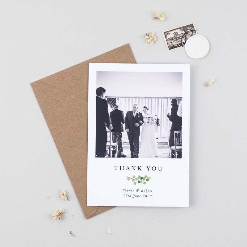 Eucalyptus Wedding Photo Thank You Cards