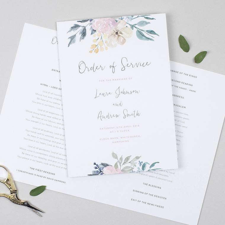 Floral Blush Order of Service Booklet