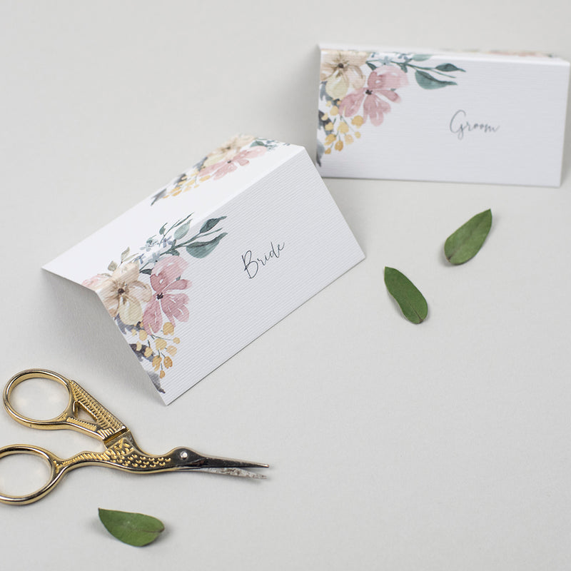 Floral Blush Folded Place Cards