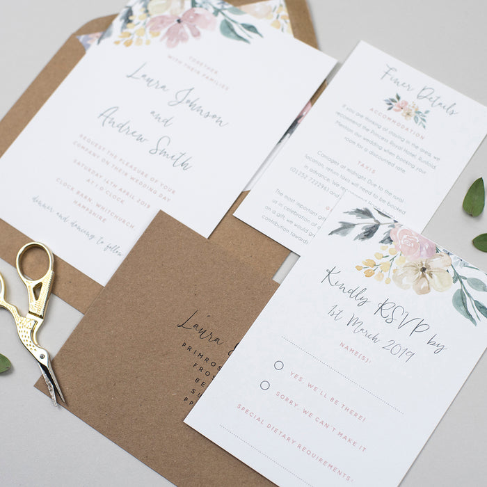 Floral Blush Wedding Invitation Suite