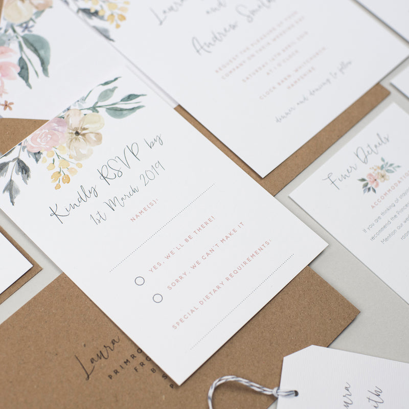 Floral Blush Wedding Invitation Suite