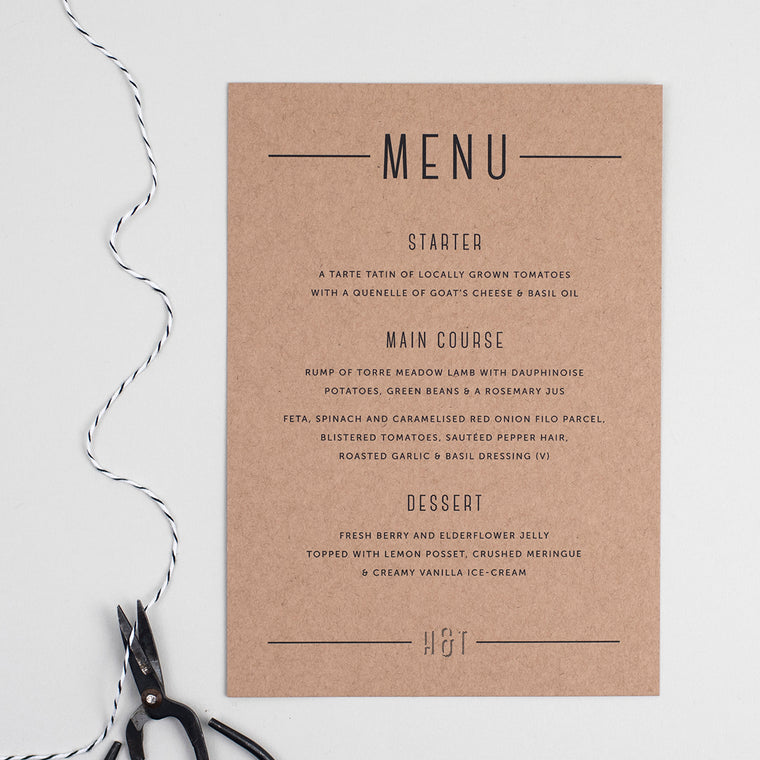 Graphic Type A5 Table Menu