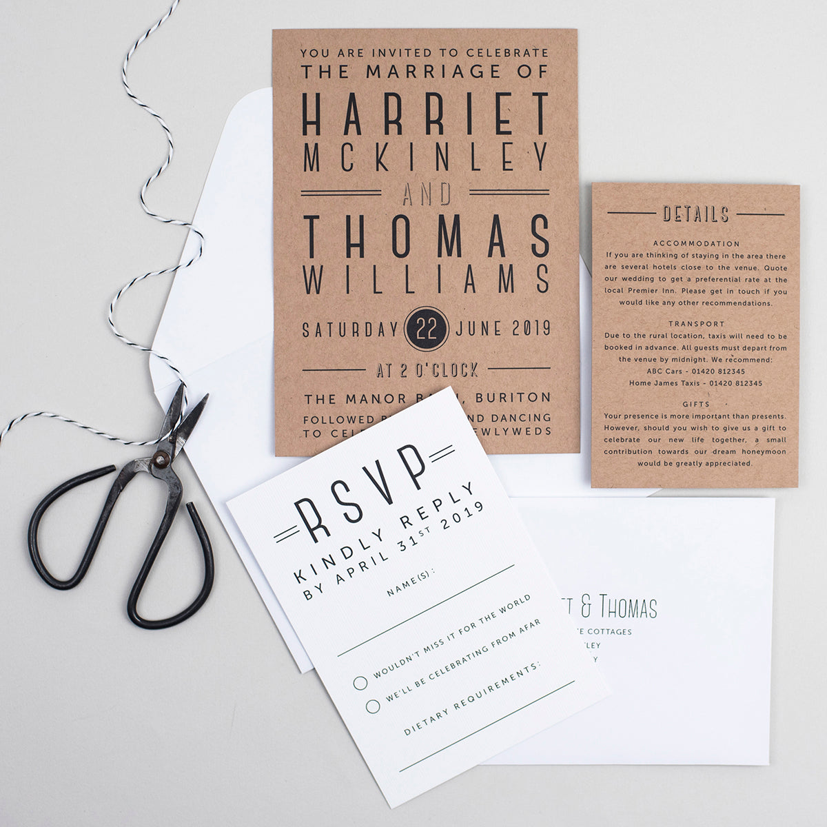 Graphic Type Wedding Invitation Suite