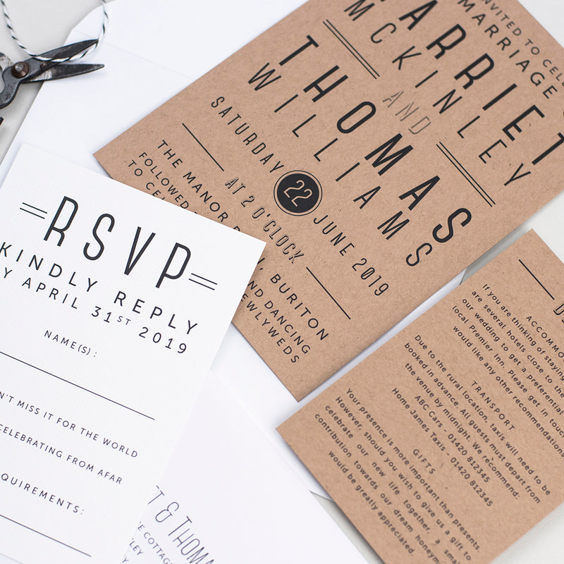 Graphic Type Wedding Invitation Suite