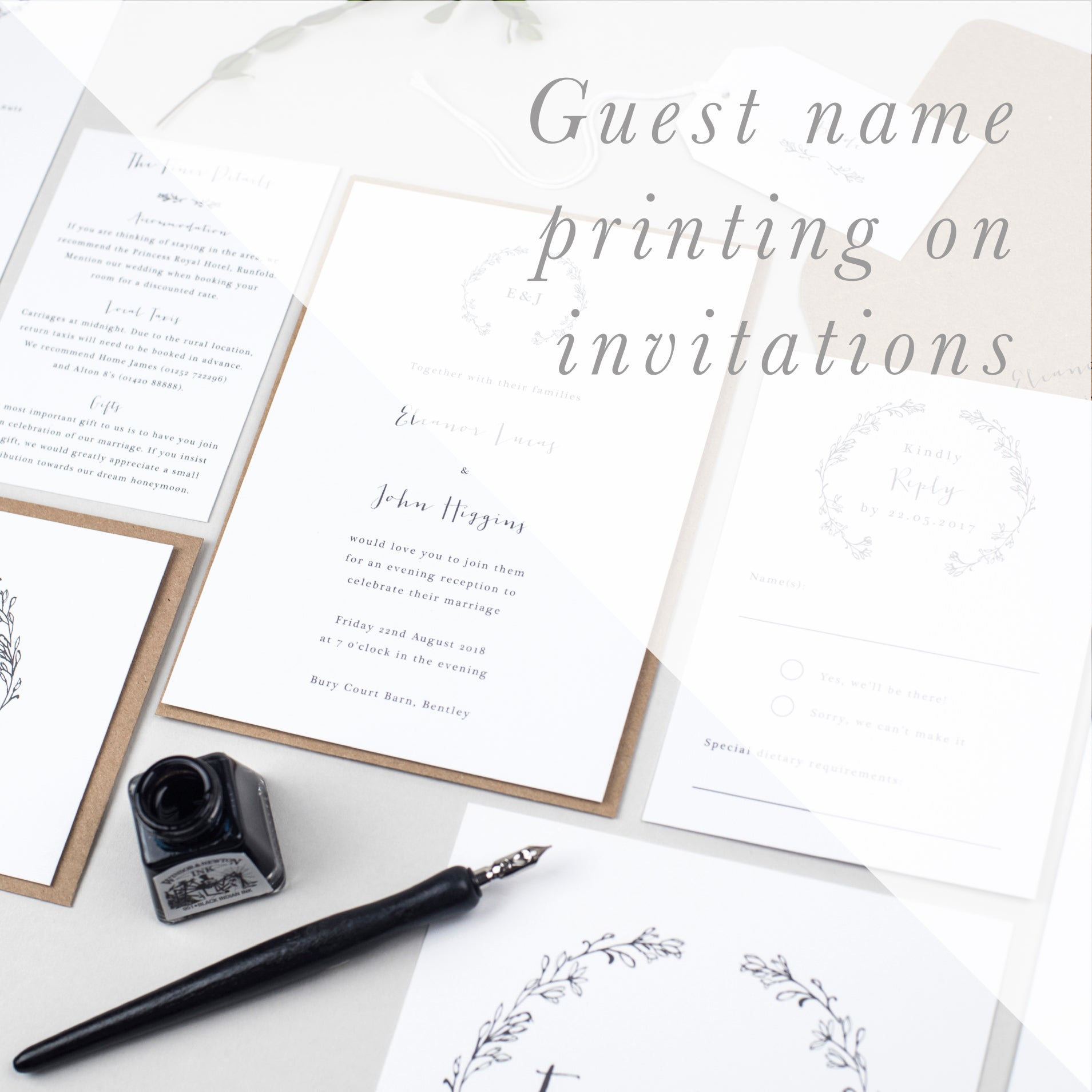 Guest Name Printing on Invitations - Pear Paper Co