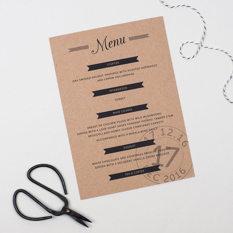 Kraft Stamp A5 Table Menu