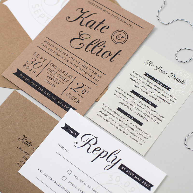 Kraft Stamp Wedding Invitation Suite