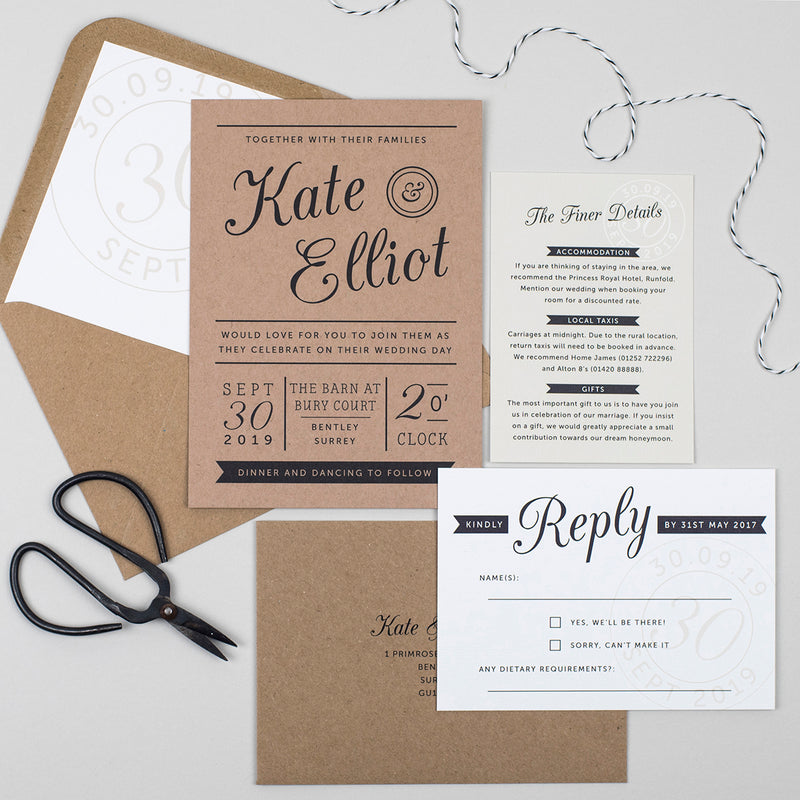 Kraft Stamp Wedding Invitation Suite