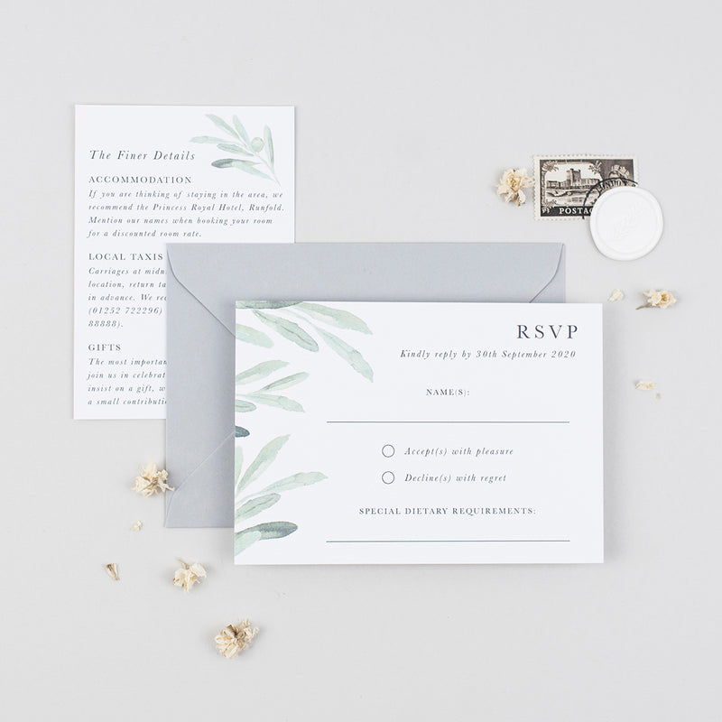 Olive Wedding Invitation Suite
